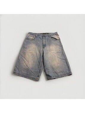Vintage Y2K Royal Blue Jeans Men's Distressed  Baggy Denim Shorts 36